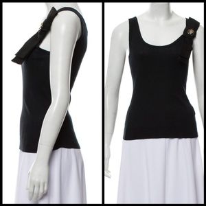 Gucci Black Silk Bow Accent Tank Top